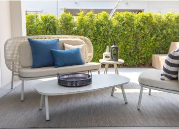 Außenkissen für die Rückenlehne einer halbkreisförmigen Bank mit geradem Rand